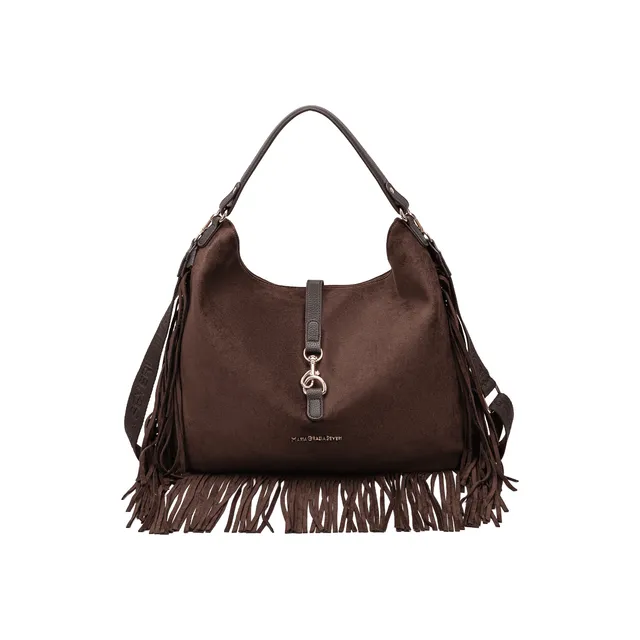 Maria Grazia Severi D8870 borsa hobo frange marrone tracolla