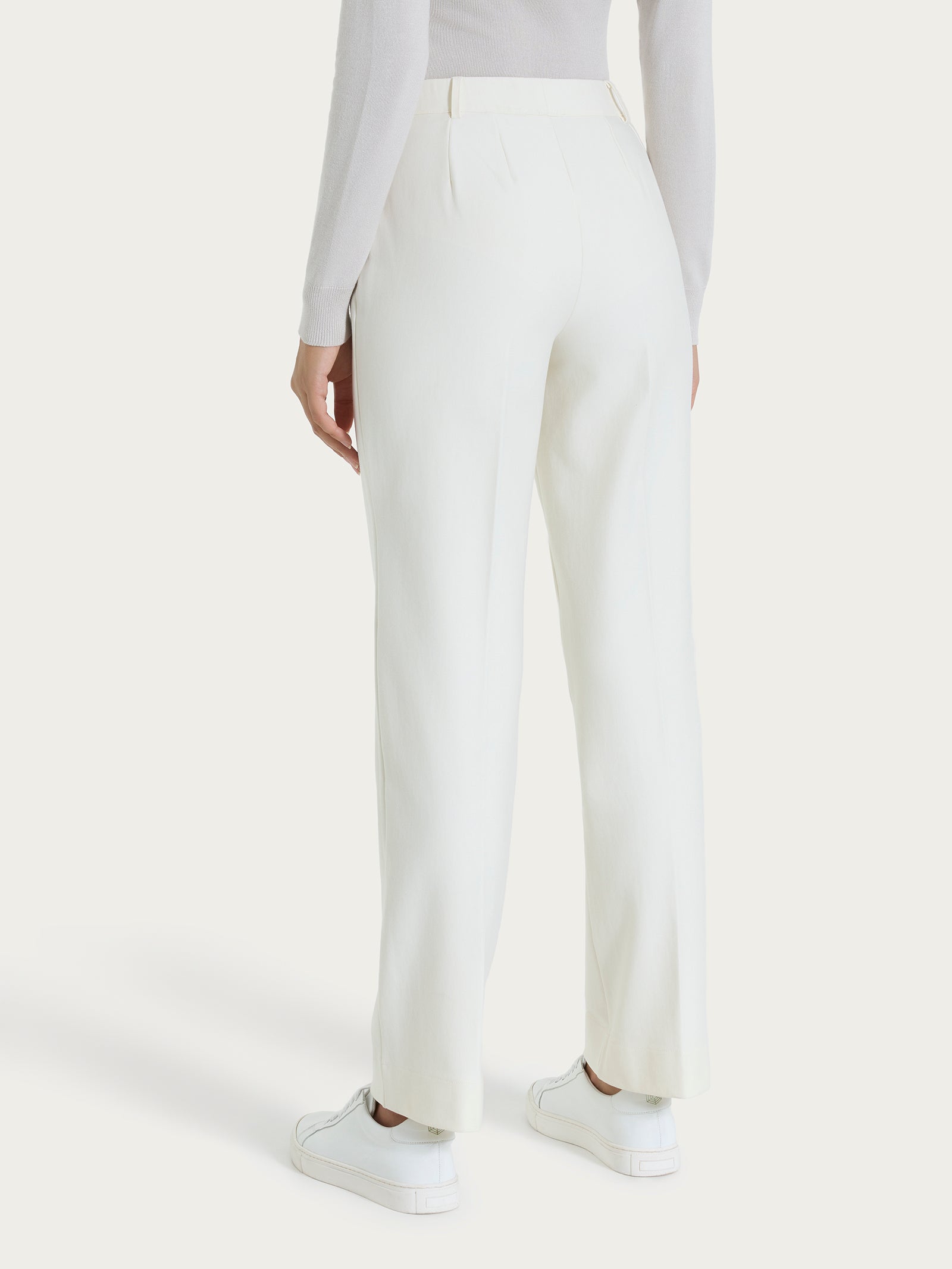 Ragno Compact Pantalone Ampio Avorio Wide Leg con Tasche