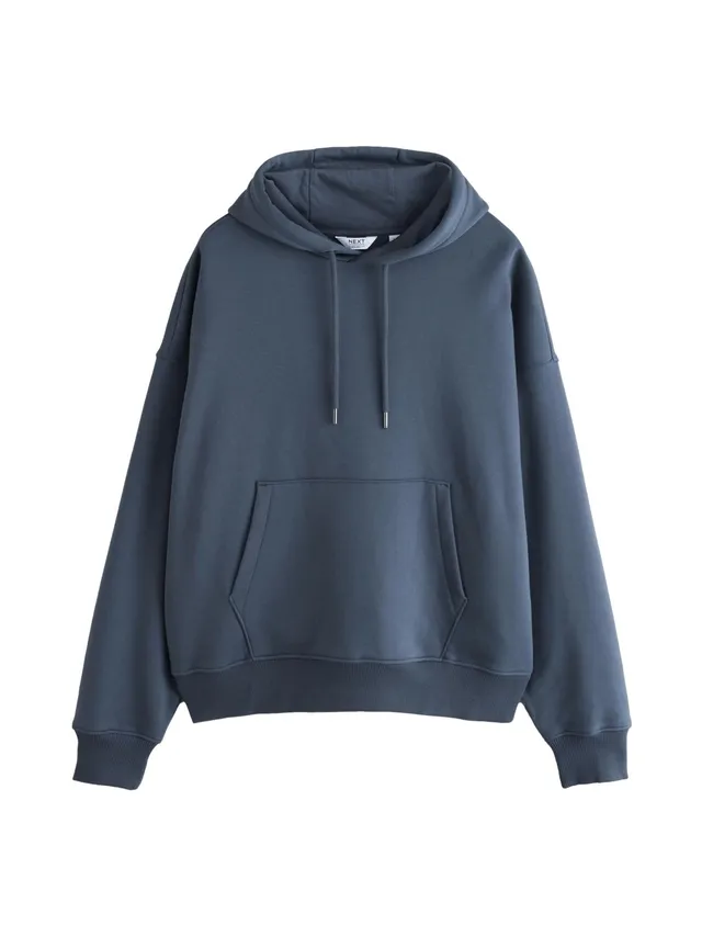 Next felpa con cappuccio uomo jersey cotone pesante oversize steel blue M