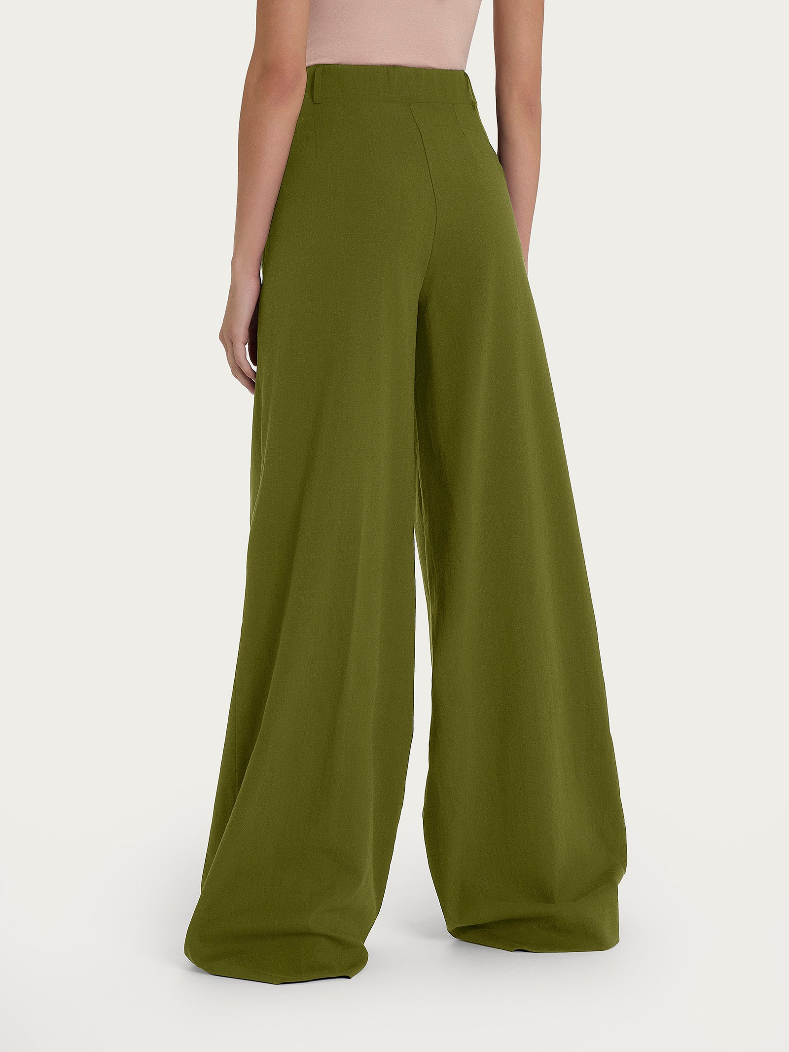 Ragno Super Natural pantalone palazzo Sphagnum con pinces