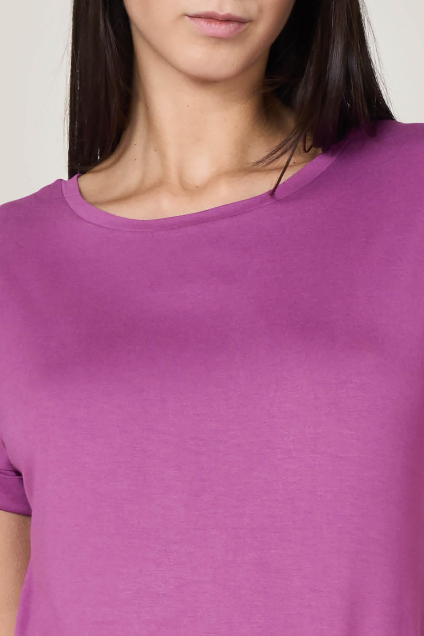Goldenpoint Maglia Scollo Tondo Manica Corta Risvolto Lunghezza Regolare donna