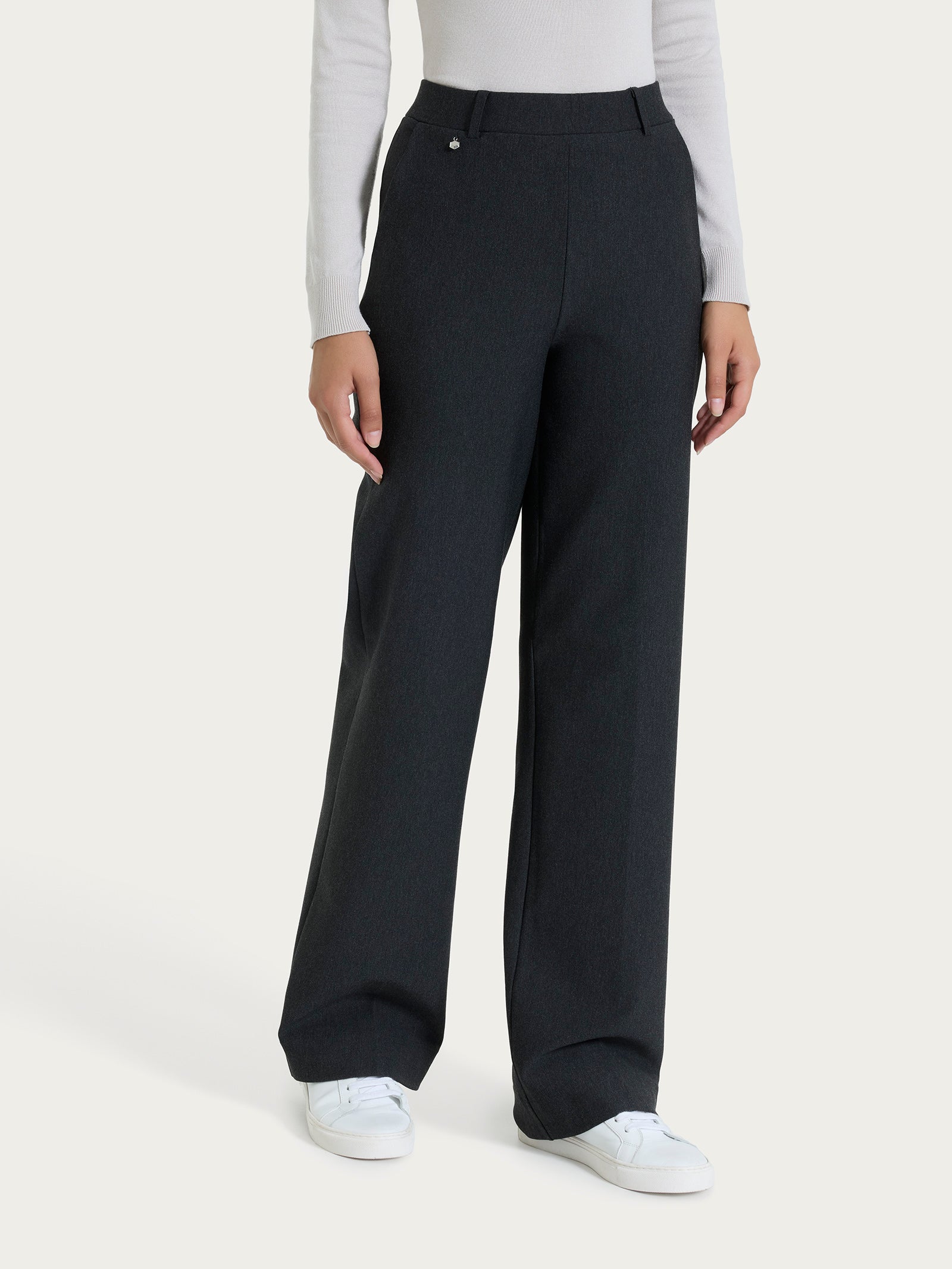 Ragno Compact The Wide Leg pantalone ampio Oscuro Mel.