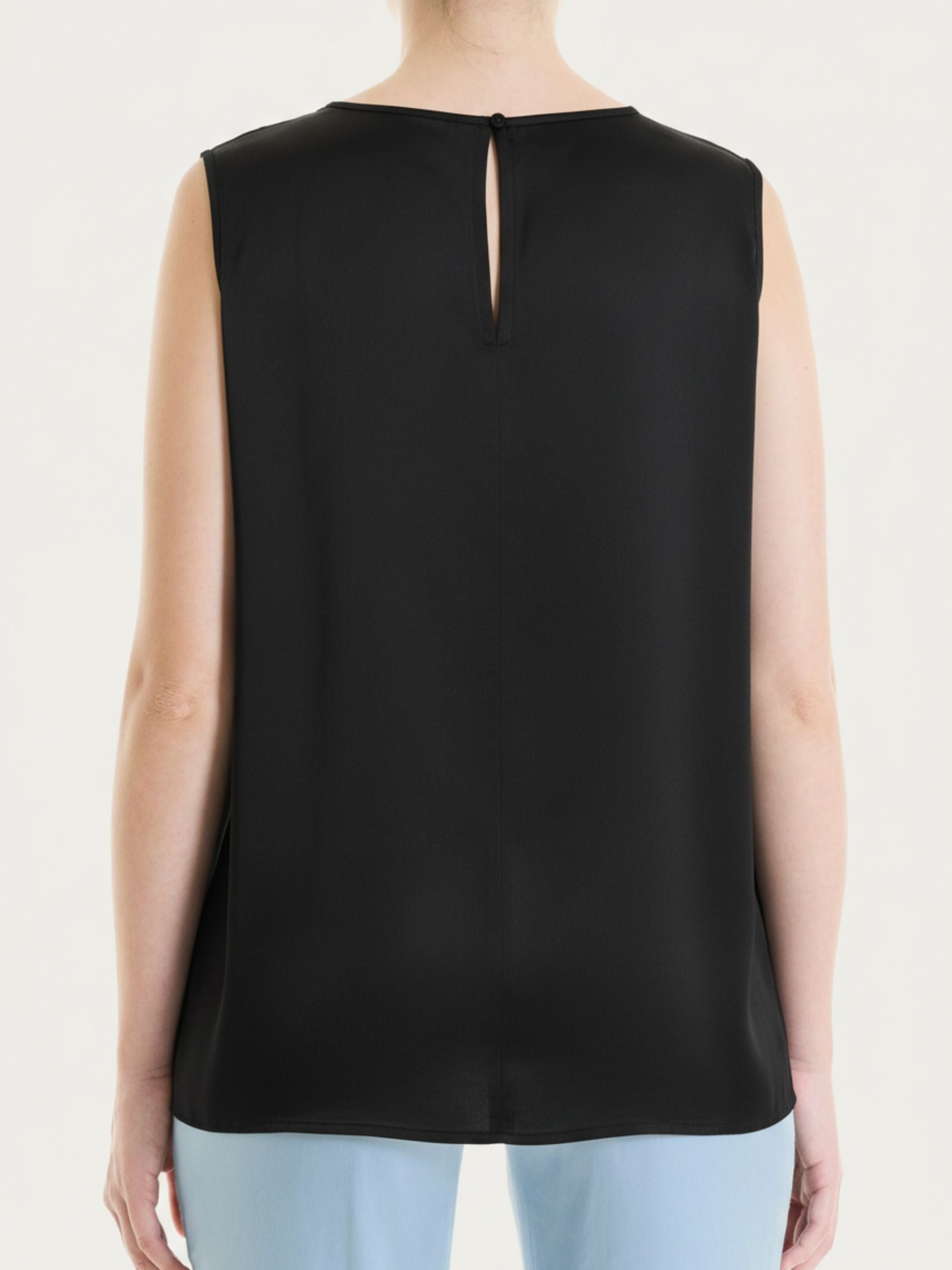Ragno Stretch Satin Top Spalla Larga Nero viscosa elasticizzata