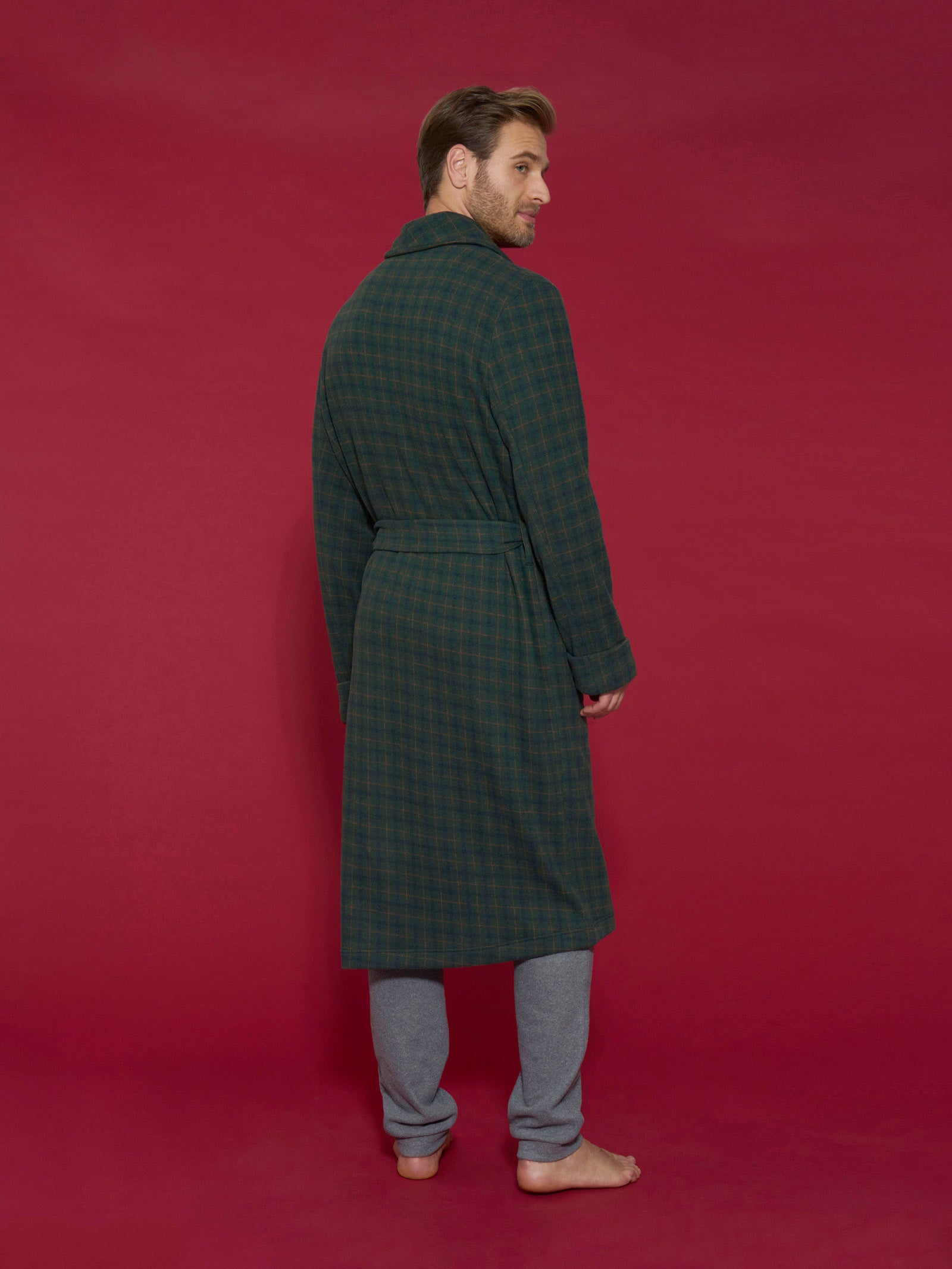 Ragno Vestaglia uomo Fantasia Smeraldo pile caldo lunga