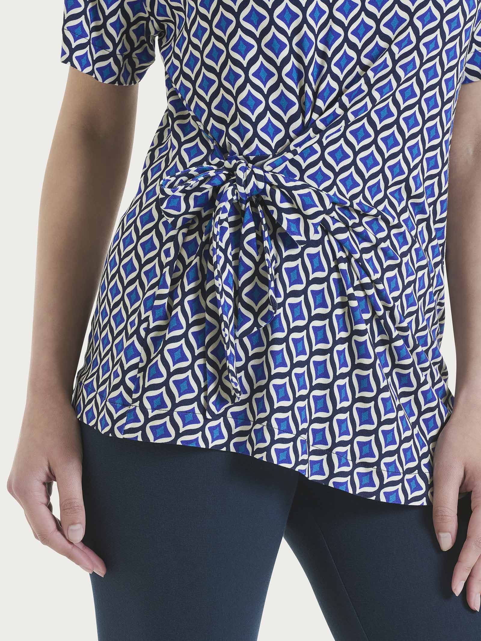 Ragno Viscosa Summer maglietta Galaxy Blue con nodo