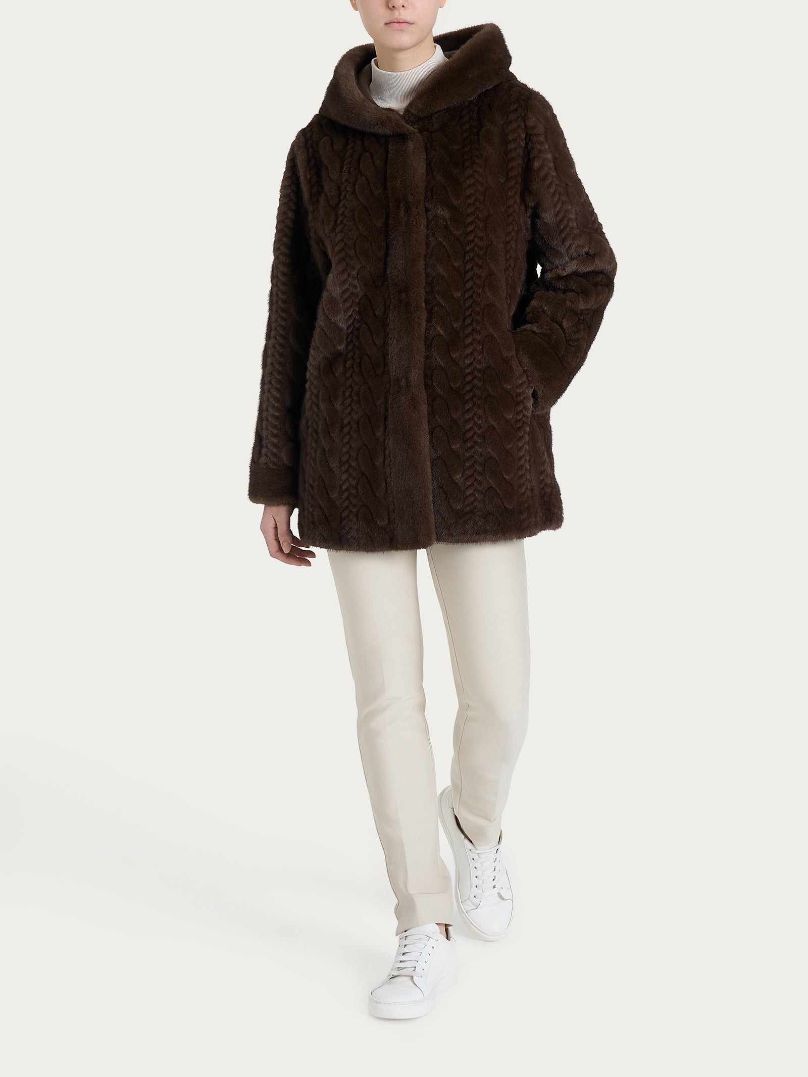 Ragno cappotto double-face Vegan Fur marrone donna