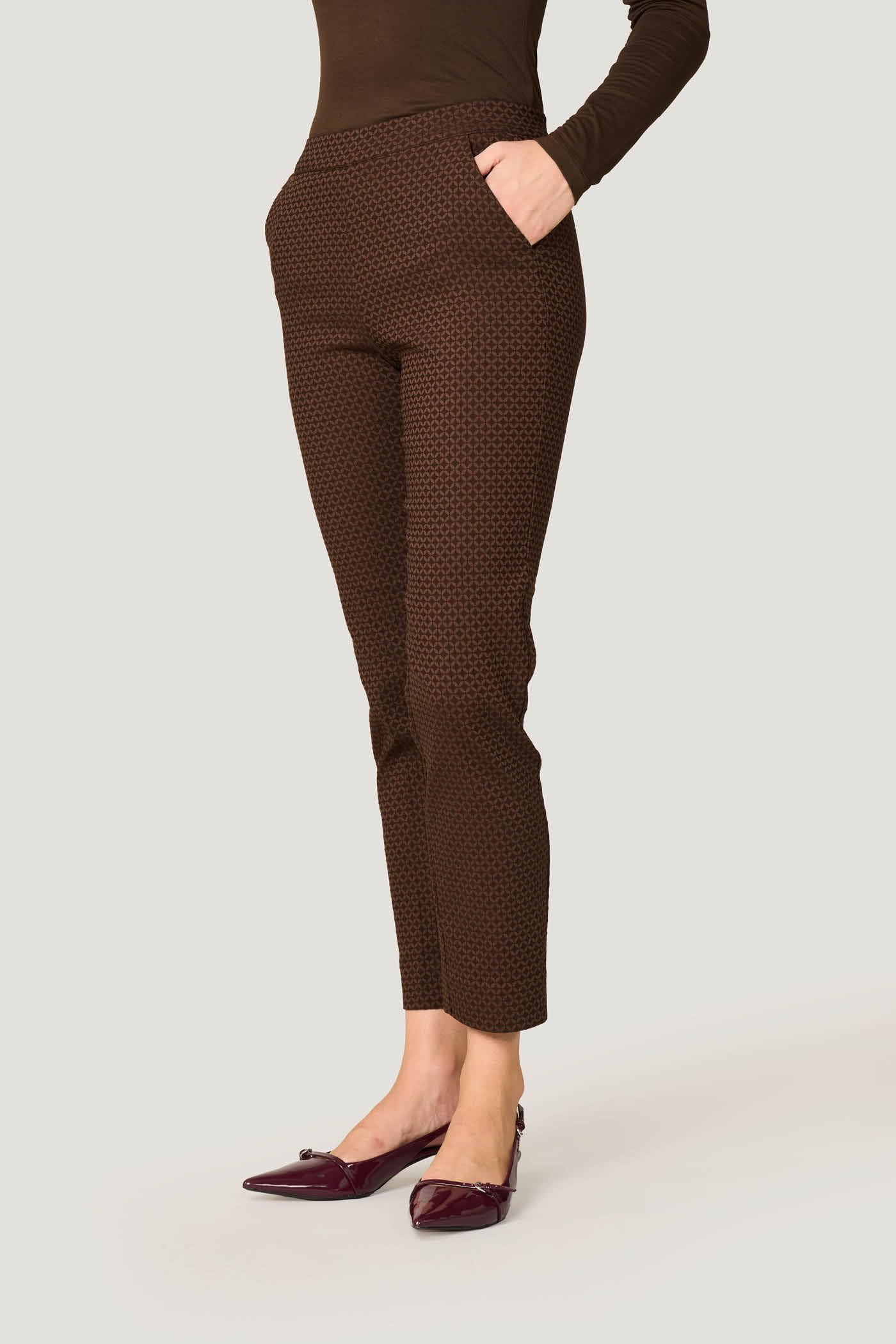 Goldenpoint Pantaloni Straight Viscosa Fantasia Geometrica