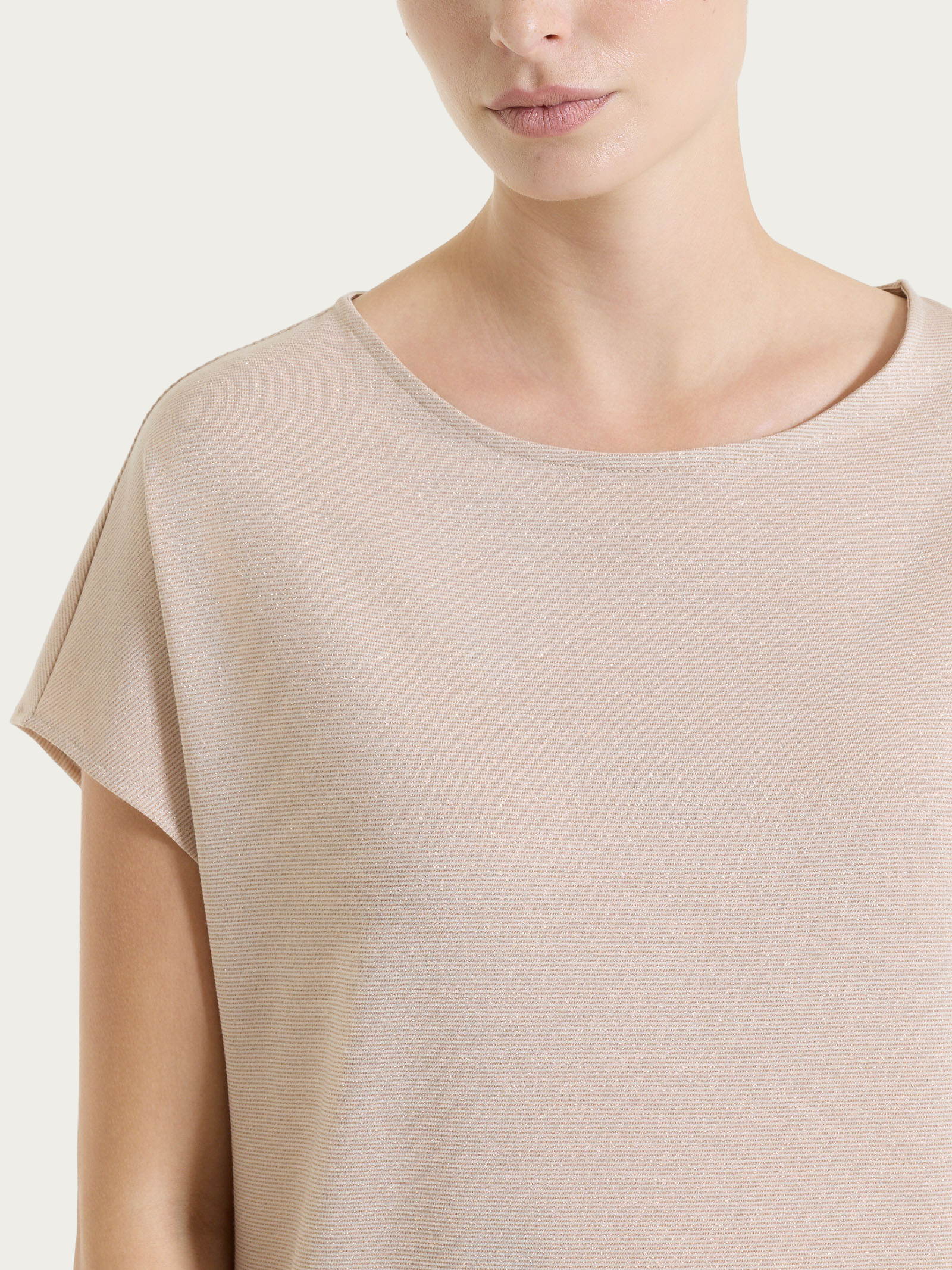 Ragno Summer Light Maglietta Kimono Almond Peach Righe Lurex
