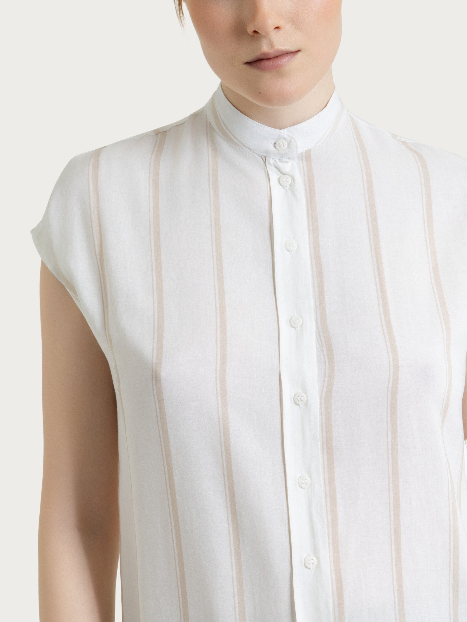 Ragno EcoSeta camicia righe manica corta Fant.Blanc