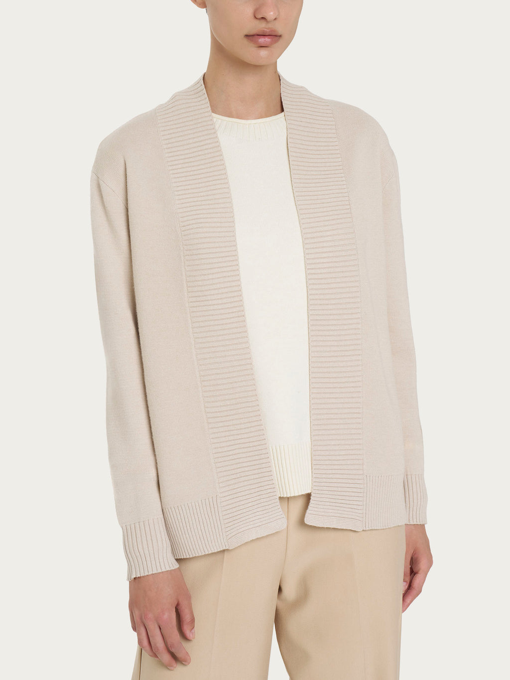 Ragno Super Soft cardigan aperto Champignon maniche lunghe