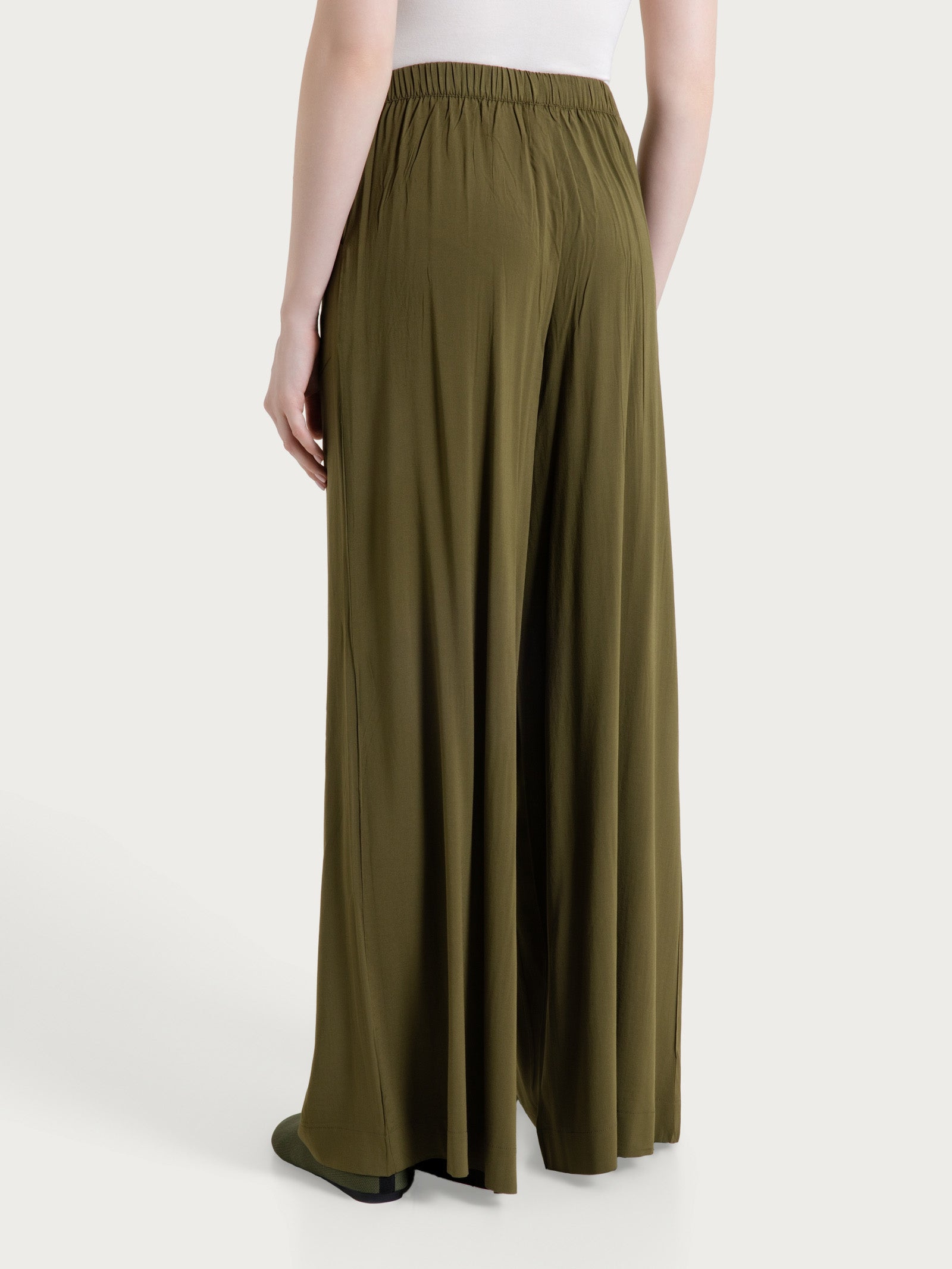 Ragno Voile Stretch pantalone palazzo Dark Olive viscosa