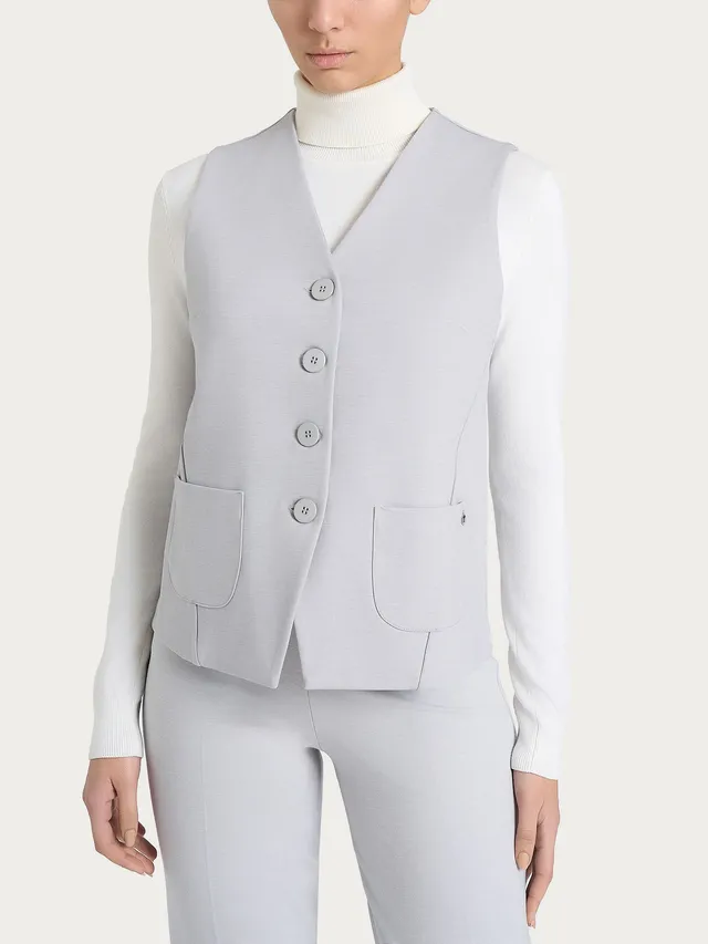 Ragno Compact Gilet 4 Bottoni Ghiaia Mel. cashmere