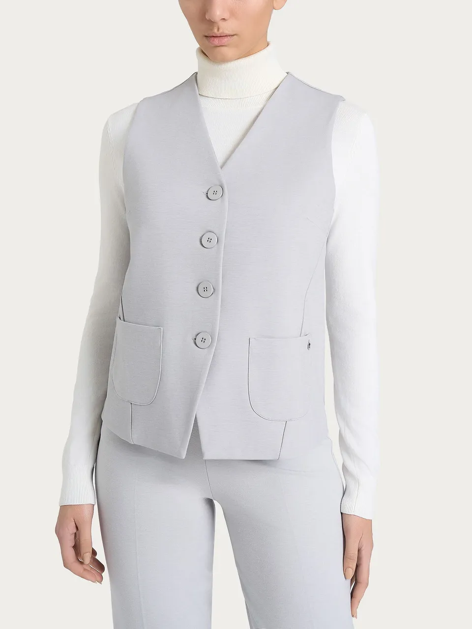 Ragno Compact Gilet 4 Bottoni Ghiaia Mel. cashmere