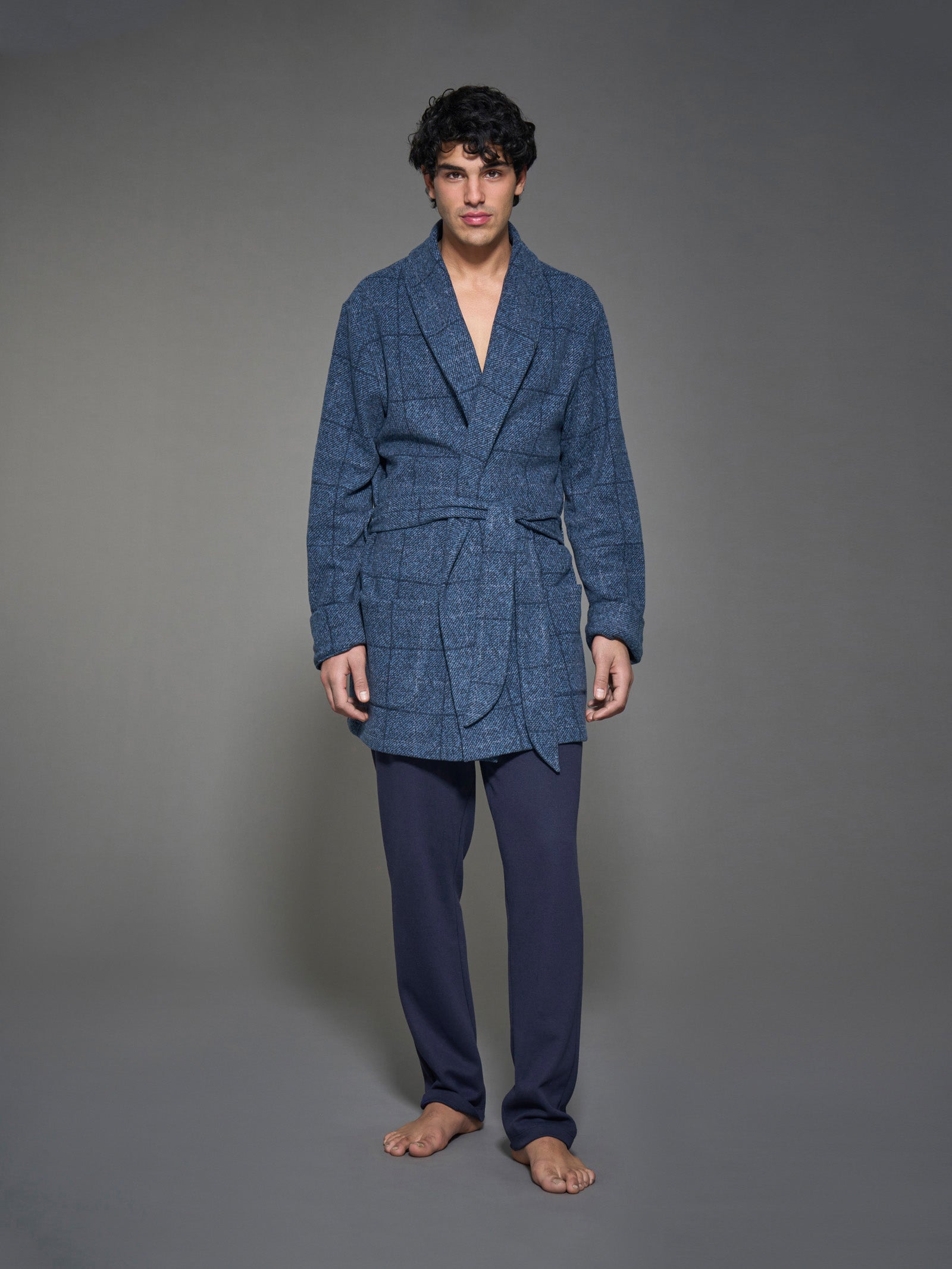 Ragno Sport vestaglia corta uomo cotone fantasia denim