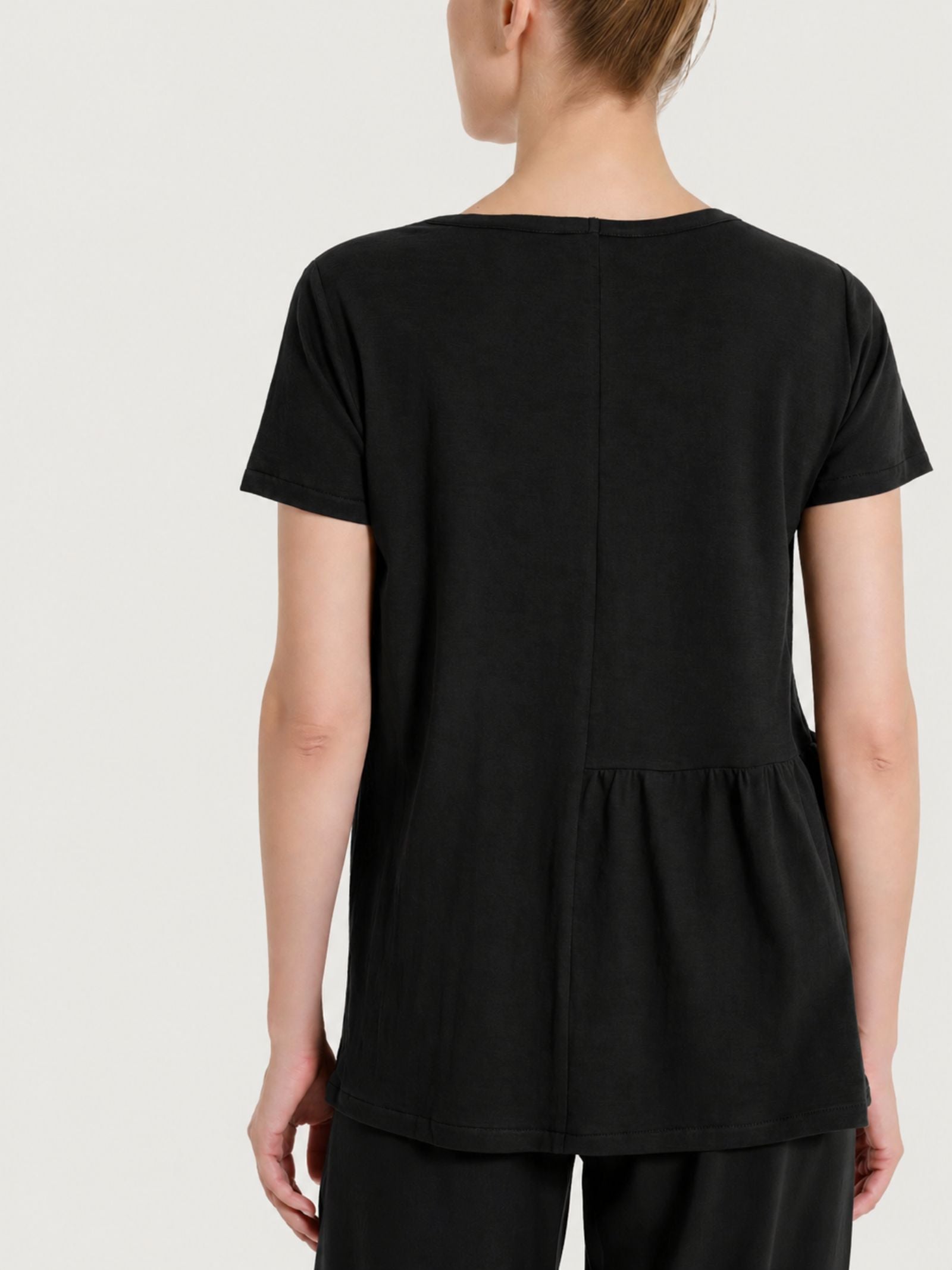 Ragno Slub Jersey Maglietta cotone nero balza
