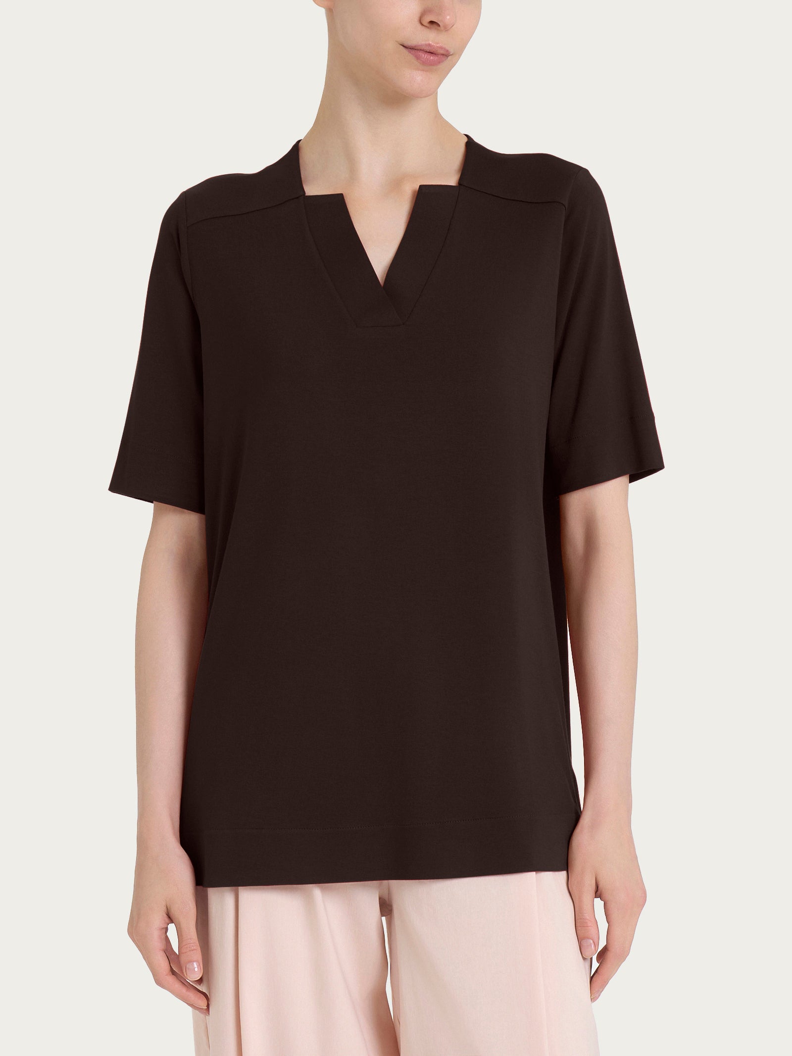 Ragno Viscosa Summer Maglietta scollo V donna marrone fresca