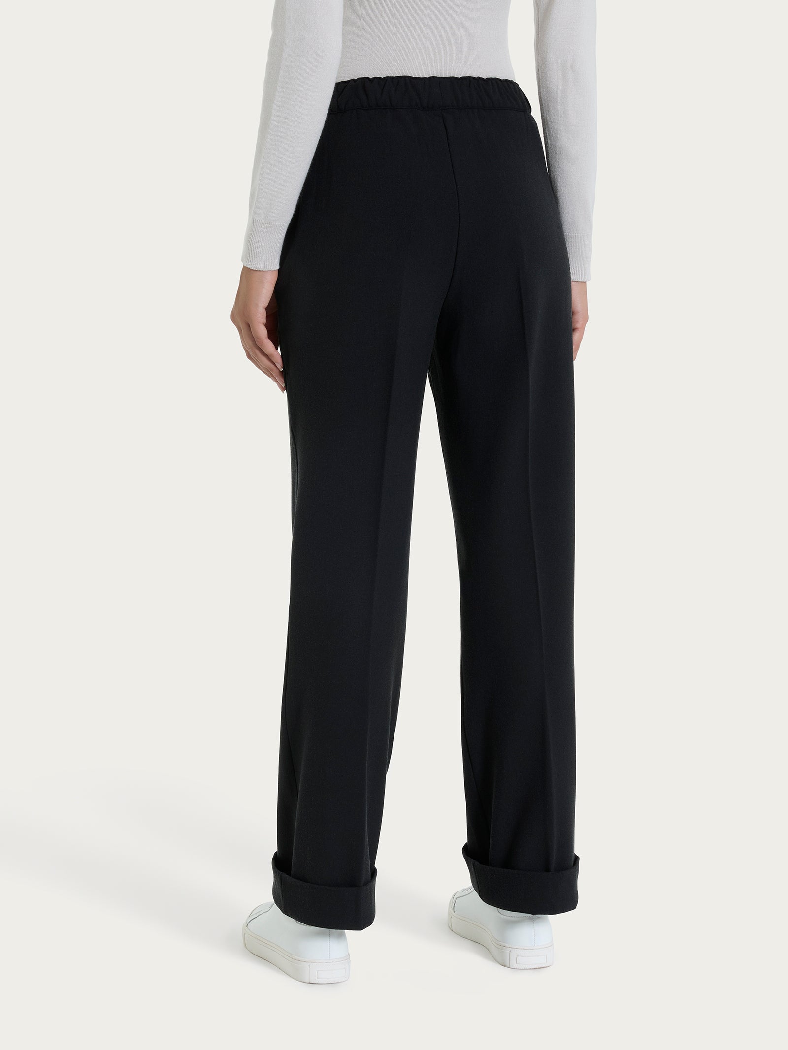 Ragno Flannel Twill Pantalone Ampio Nero wide leg