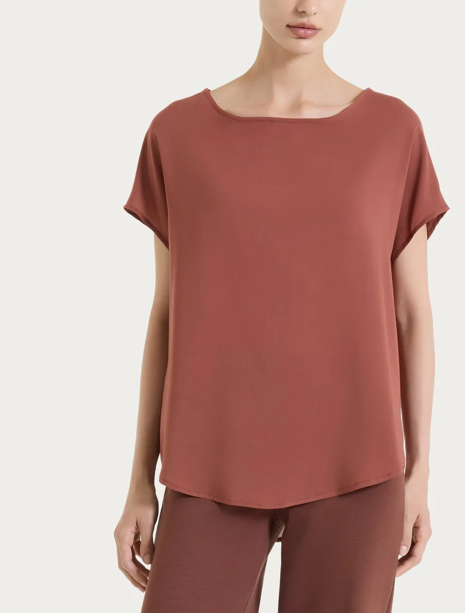 Ragno Voile Stretch kimono blusa Mahogany leggera