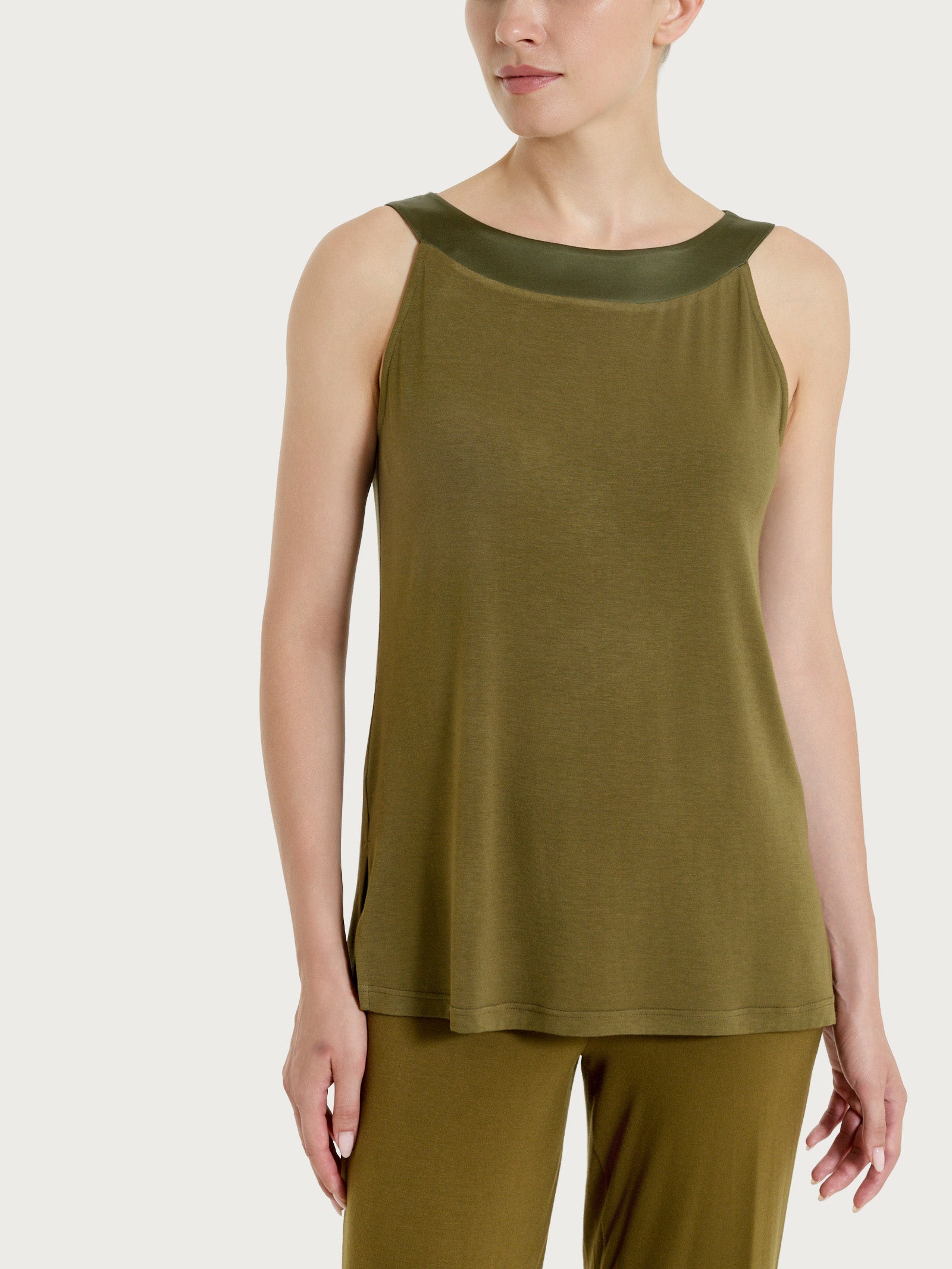 Ragno Viscosa Summer top spalla larga viscosa verde raso