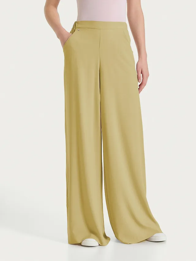Ragno Voile Stretch Pantalone a Palazzo Donna Khaki Wide Leg