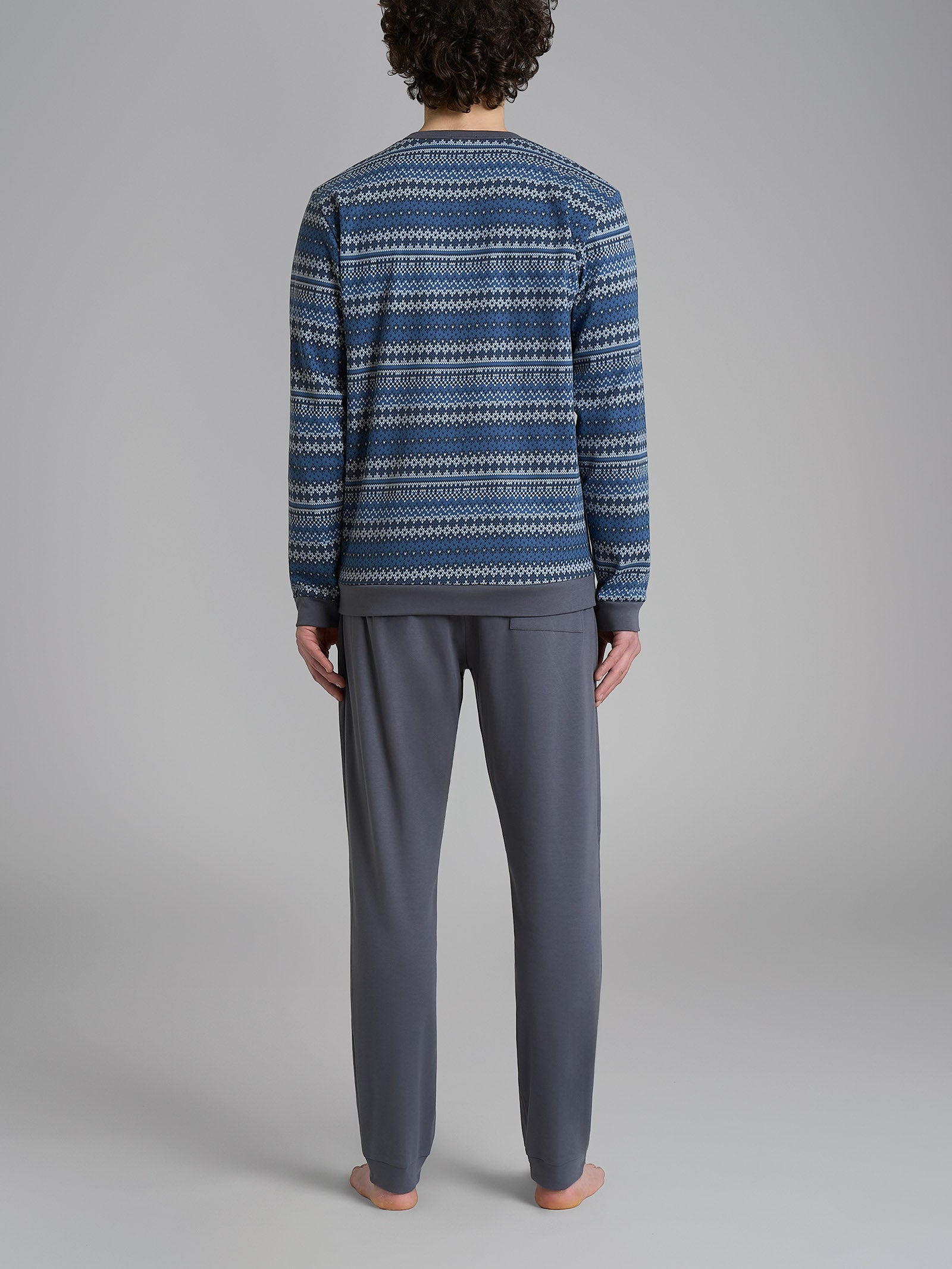 Ragno Pigiama Serafino Interlock Cotone Ensign Blue Uomo