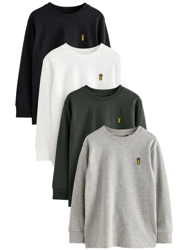 Next Magliette Ragazzo Maniche Lunghe 4 Pezzi con Logo Cervo