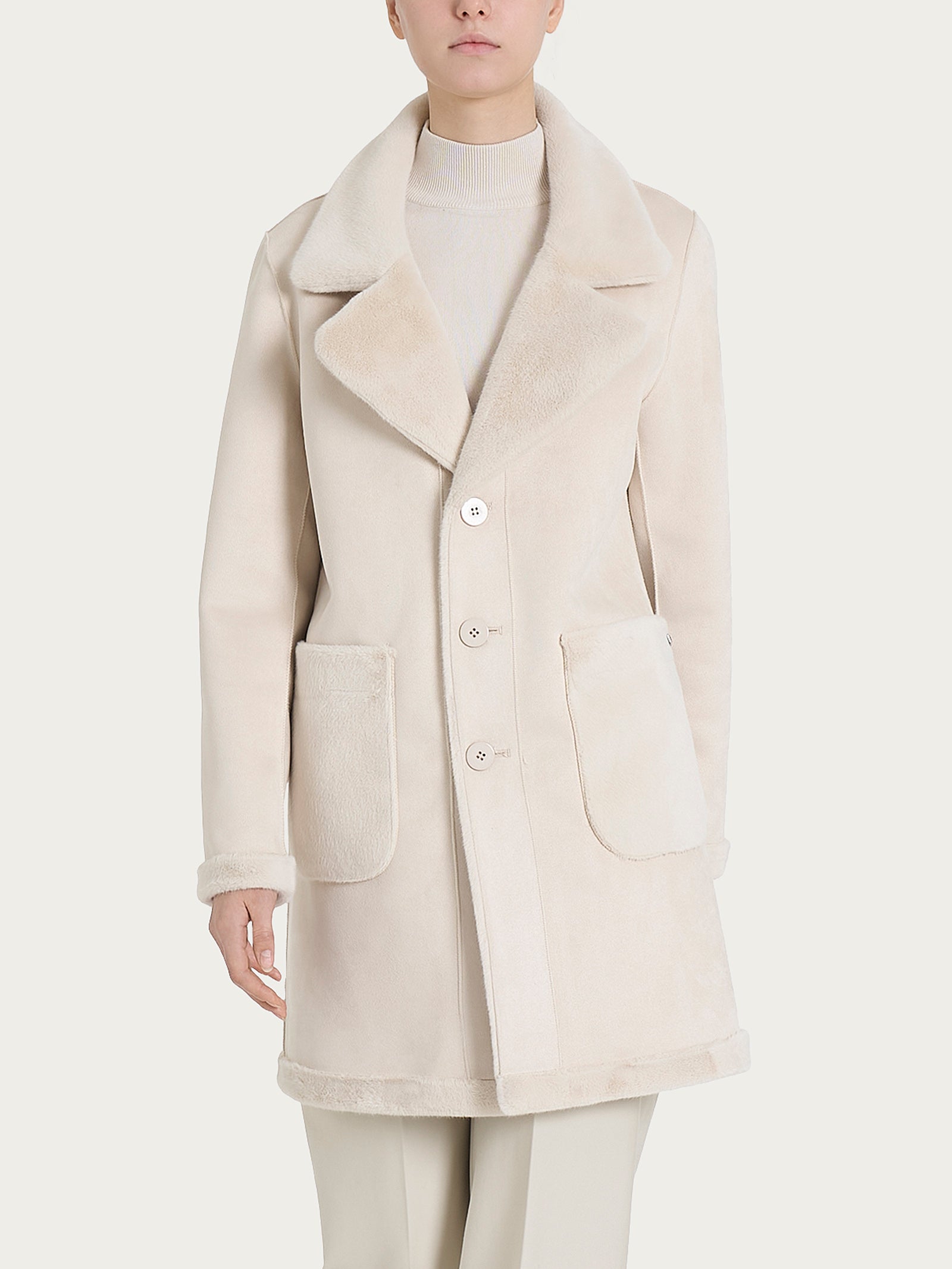Ragno Comfort cappotto corto donna double-face champignon