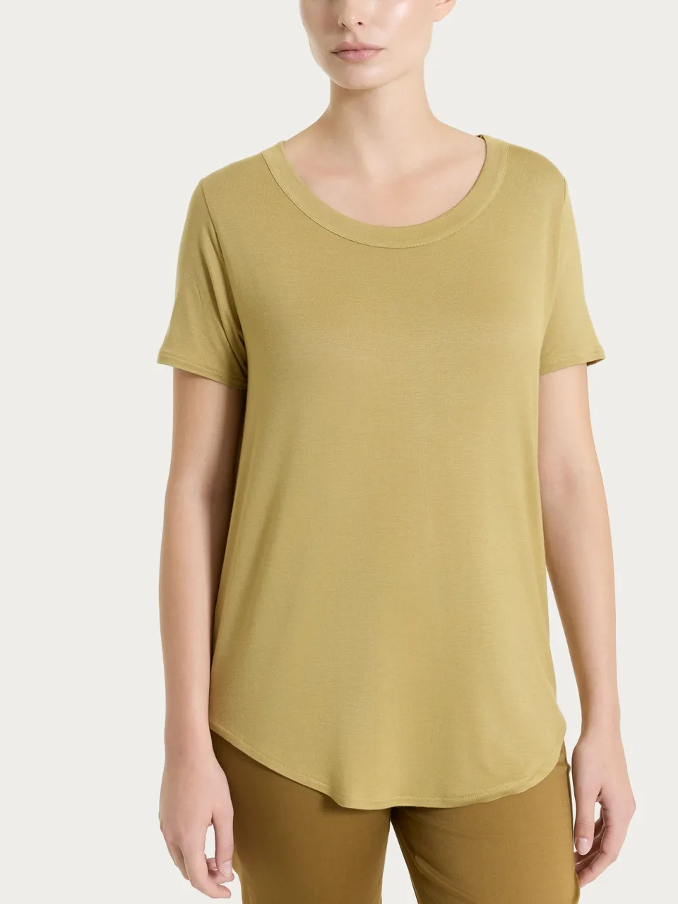 Ragno maglietta manica corta viscosa khaki donna