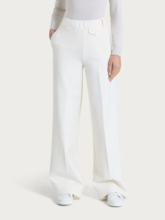 Ragno Compact pantalone palazzo taschino Avorio wide leg