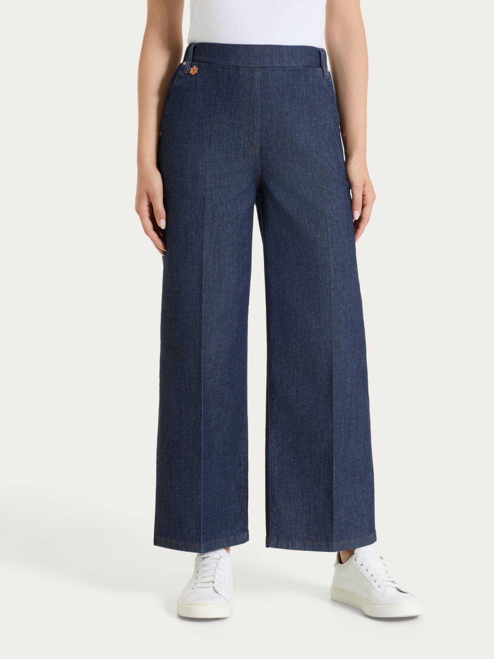 Ragno Super Denim Jeans cropped gamba larga indigo