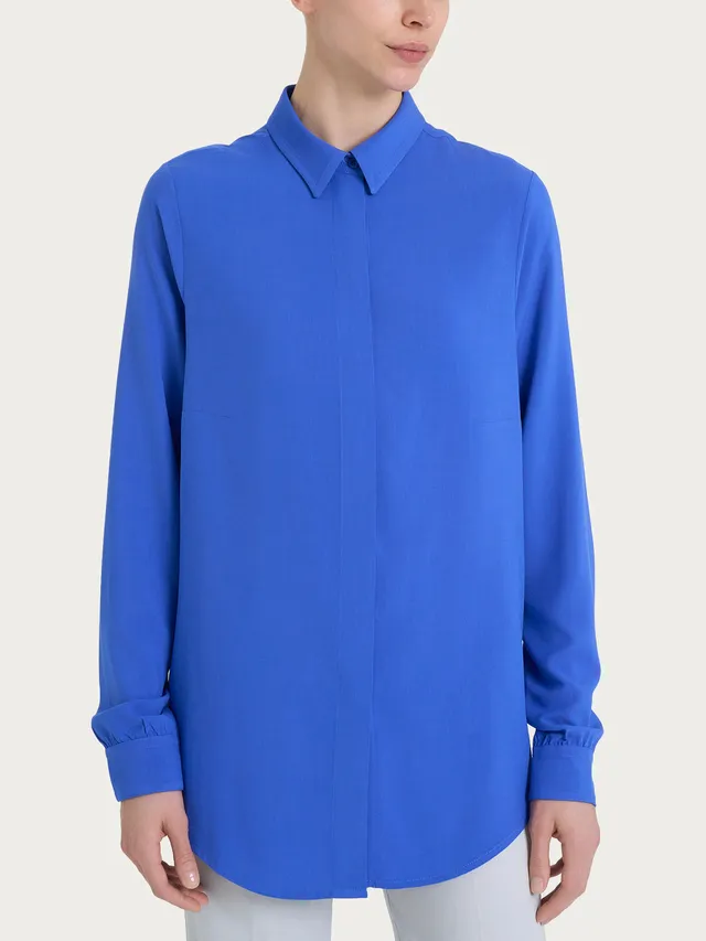 Ragno EcoSeta camicia manica lunga blu brillante elegante