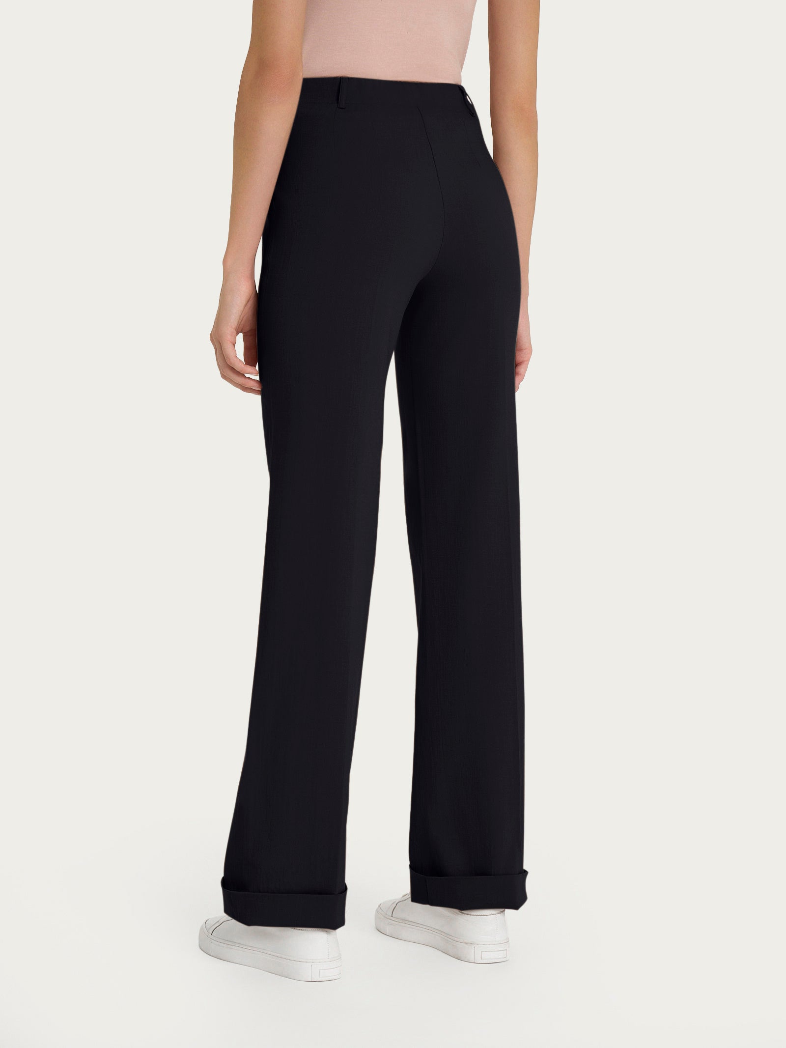 Ragno Super Natural Pantalone Dritto Tasche Nero Tencel