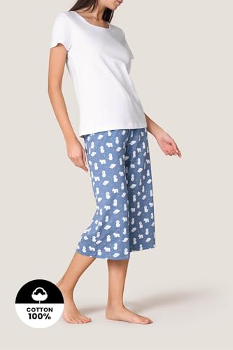 Goldenpoint Pigiama Donna Cotone Culotte Poodle Maniche Corte