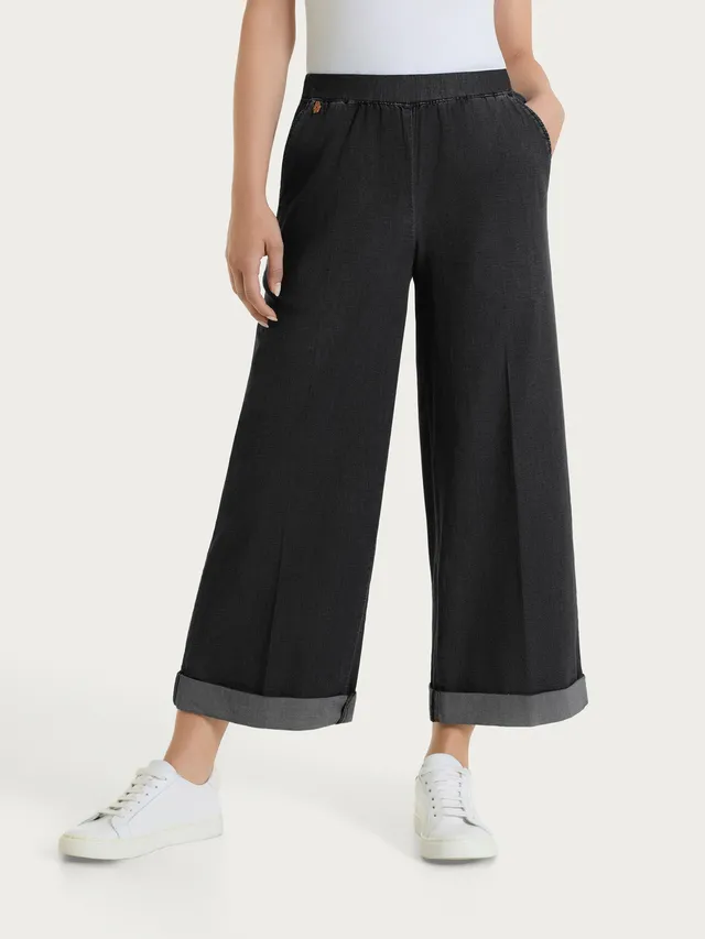 Ragno Super Light Denim Jeans Ampio Caviglia Neri Leggeri