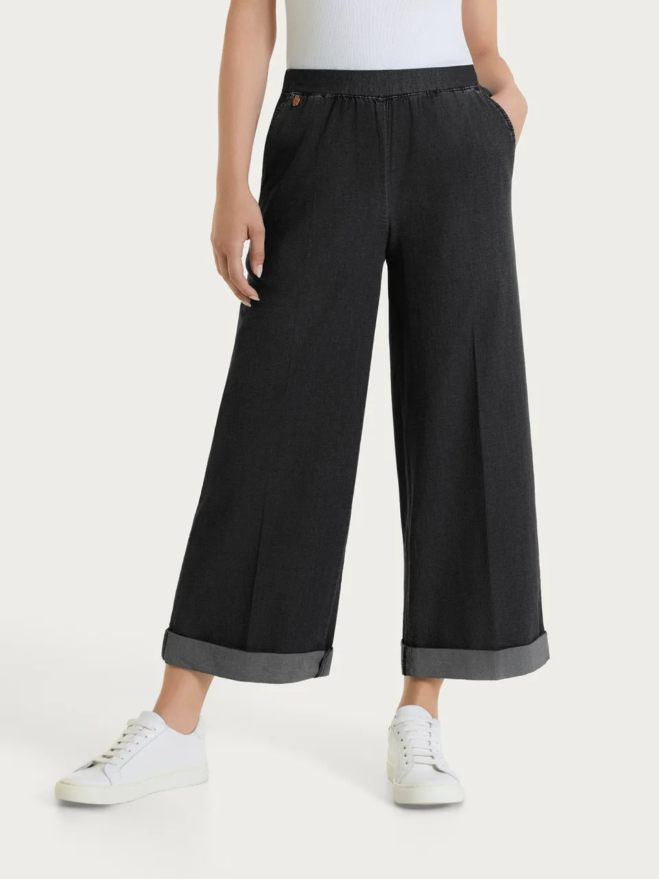 Ragno Super Light Denim Jeans Ampio Caviglia Neri Leggeri