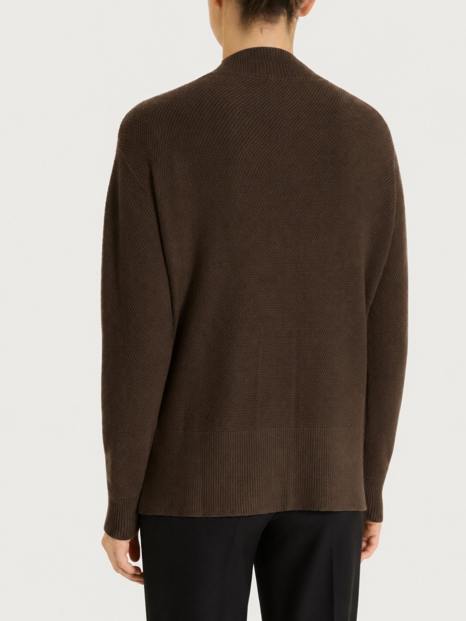 Ragno Soft Wool cardigan scollo V punto riso Chocolate Torte