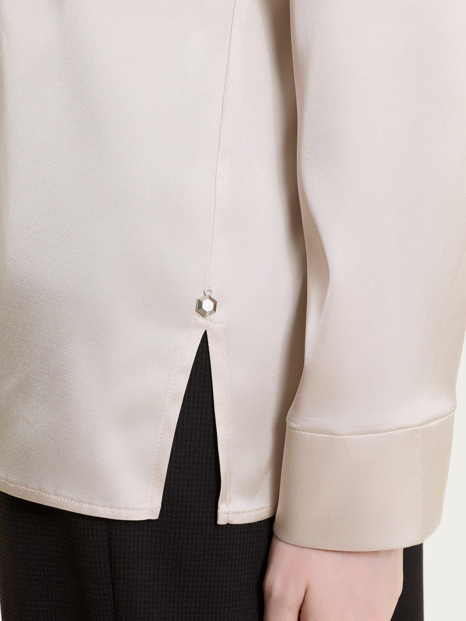 Ragno Gem blusa manica lunga Stretch Satin champignon