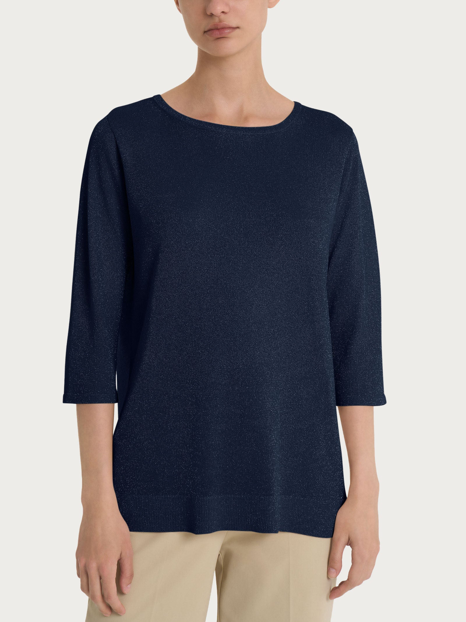 Ragno Maglia con manica 3/4 in Crêpe Lurex pullover bleu