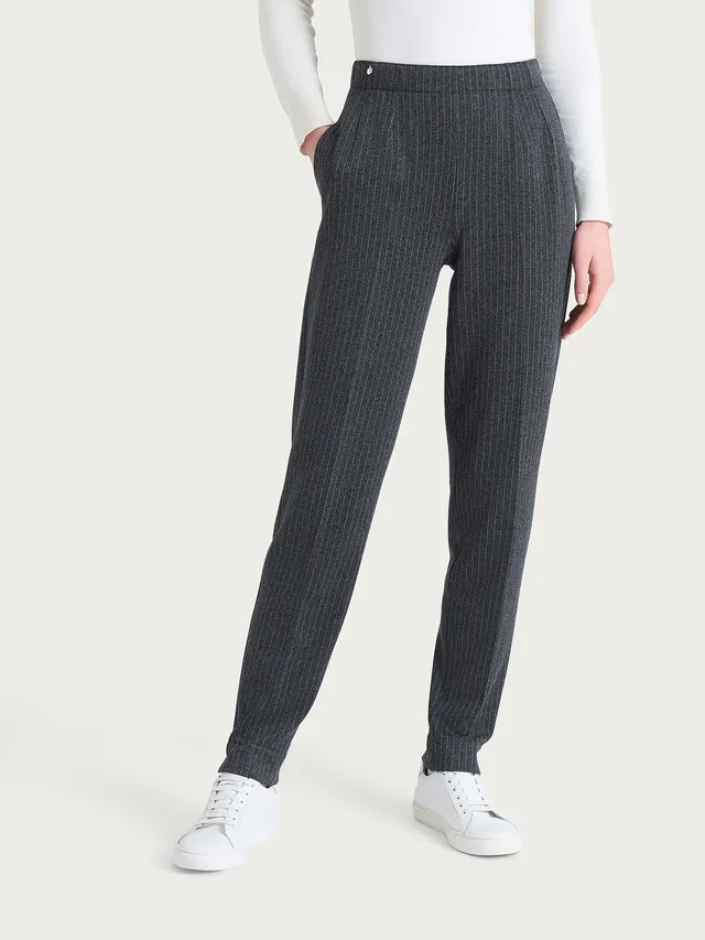 Ragno Eco Jacquard pantalone sigaretta gessato Fant.Oscuro