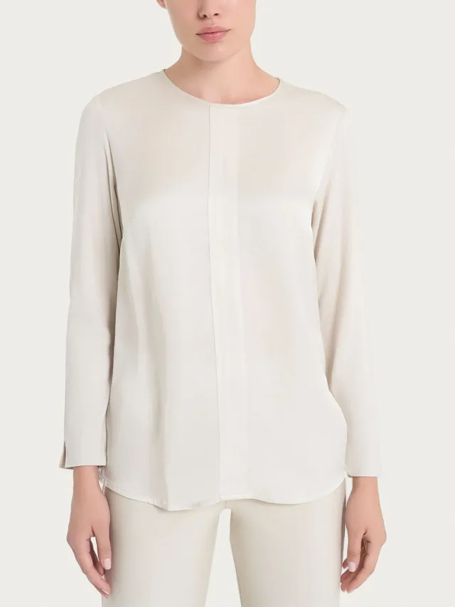 Ragno blusa girocollo Champignon manica lunga in viscosa