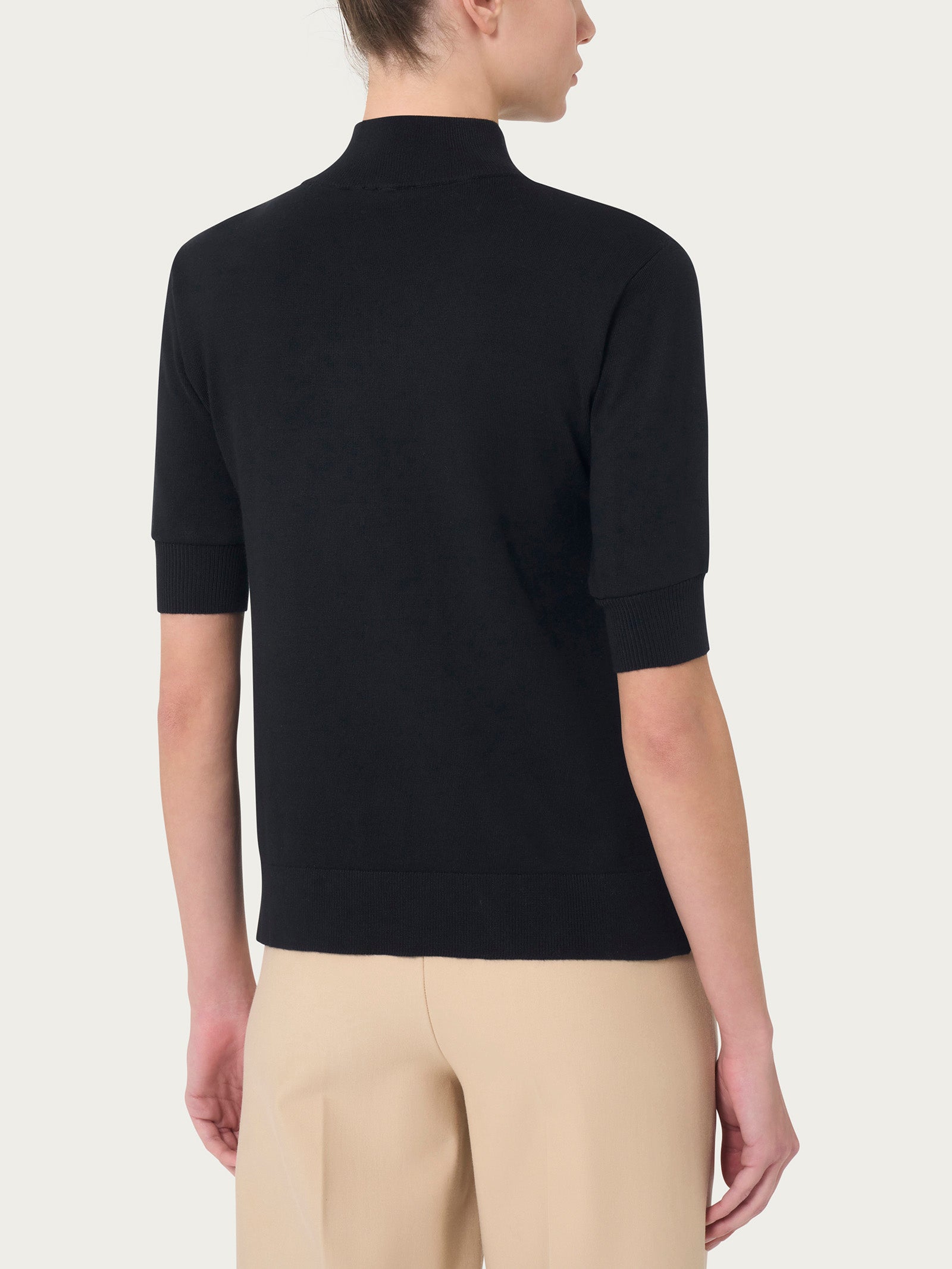 Ragno Four Seasons Lupetto maglia manica corta nero misto viscosa