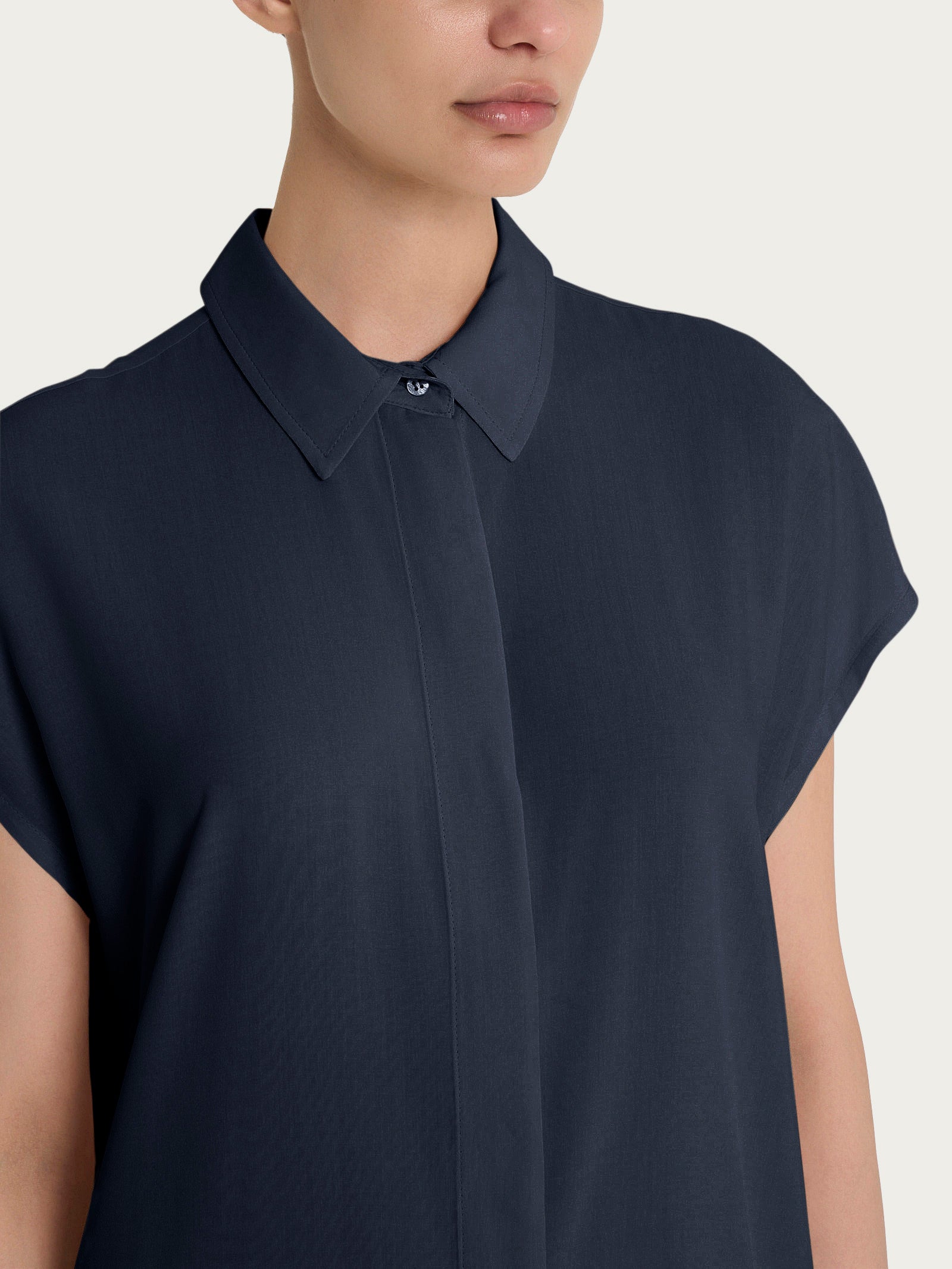 Ragno EcoSeta Camicia Kimono Viscosa Blu Bleu