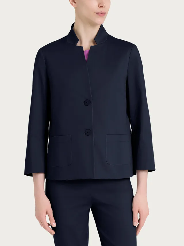 Ragno Satin Power Blazer Corto giacca blu Bleu cotone elasticizzato