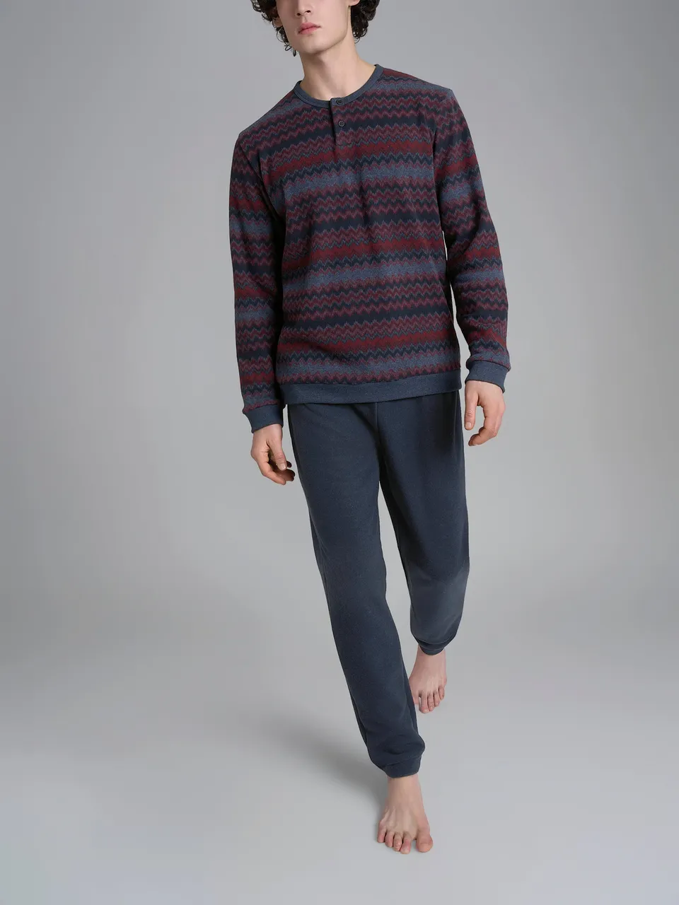 Ragno Sport pigiama serafino zig zag pile indigo