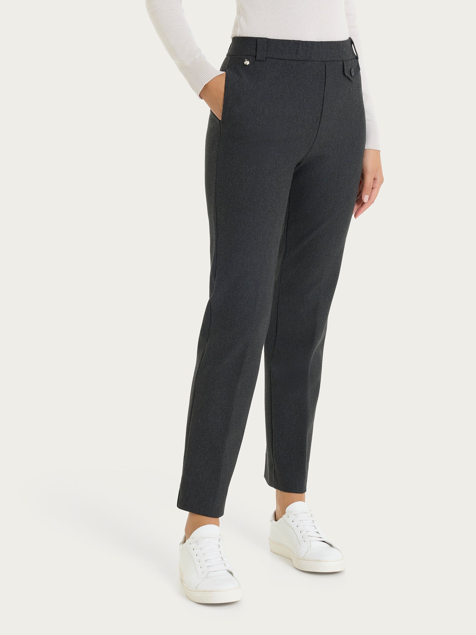 Ragno Compact The Straight Leg pantalone nero Oscuro Mel. vita elasticizzata