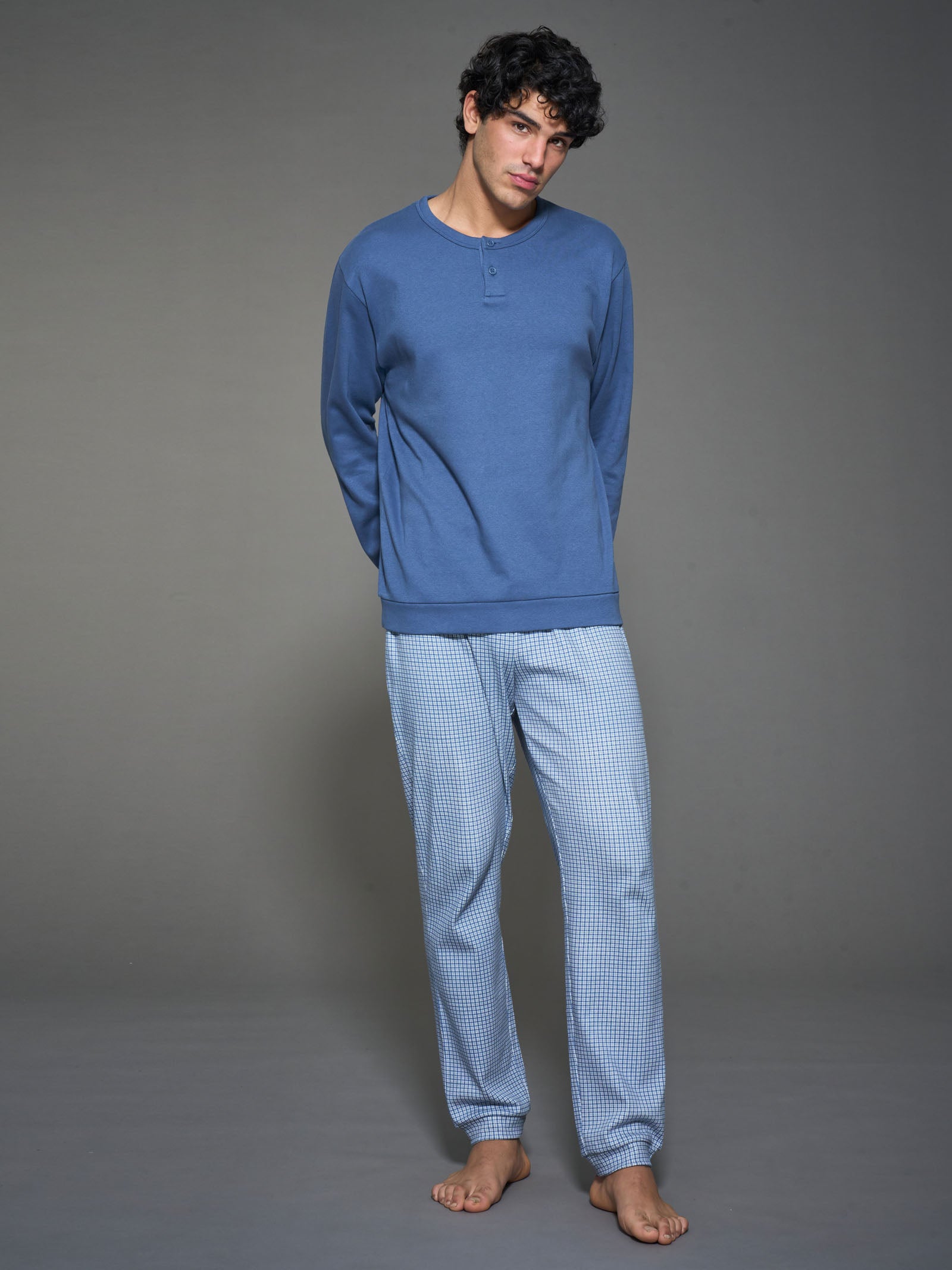 Ragno Pigiama Serafino interlock cotone Fant. Bijou Blue