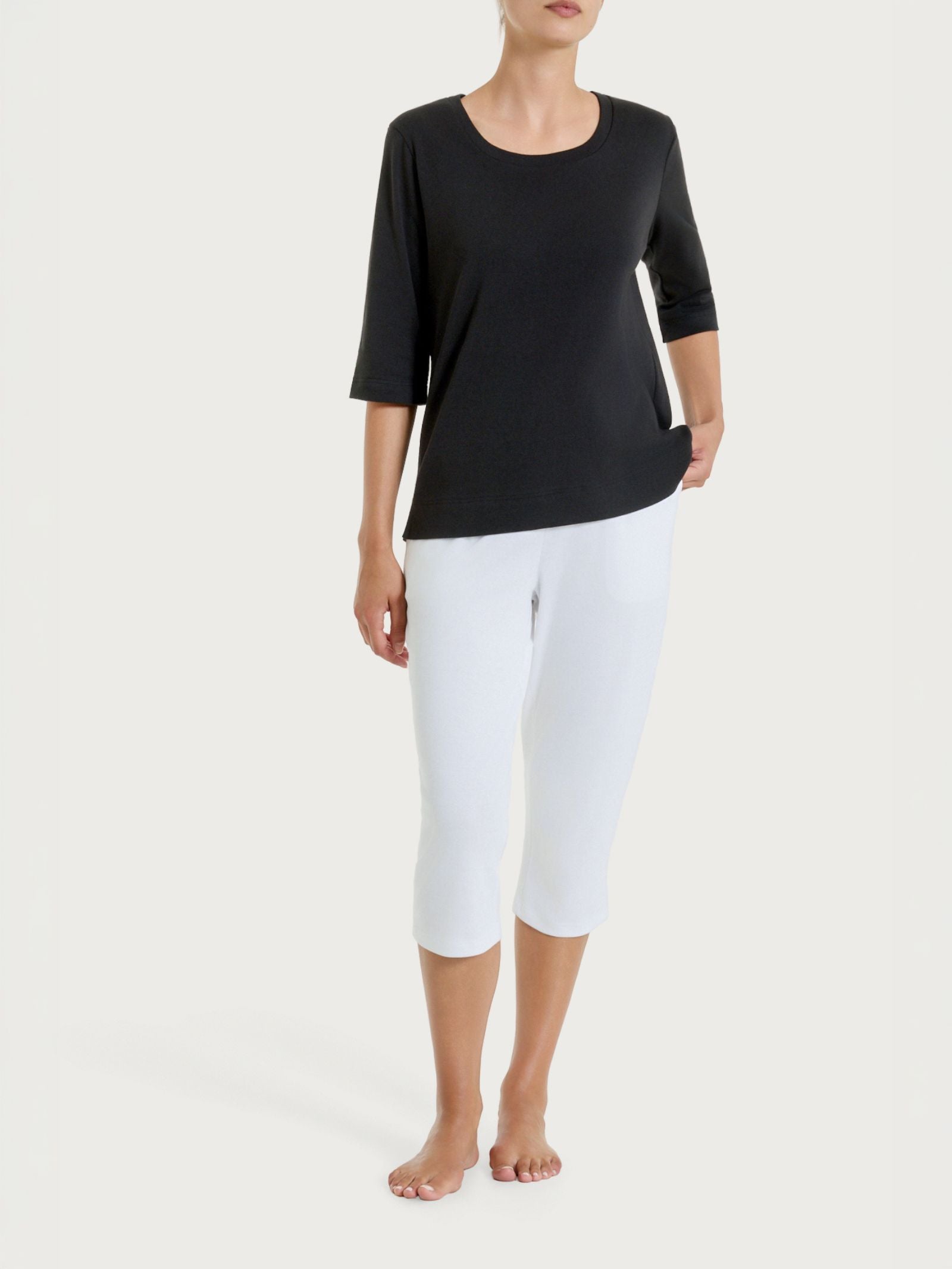 Ragno Eco Cotton maglietta manica 3/4 nera morbida
