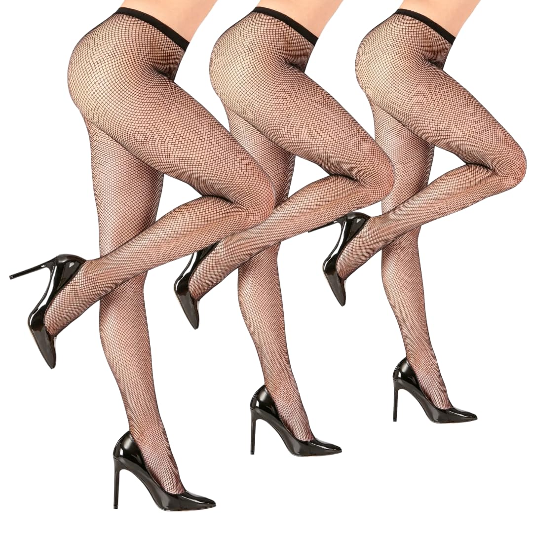 Lady C Rete collant eleganti neri 3 paia S-M
