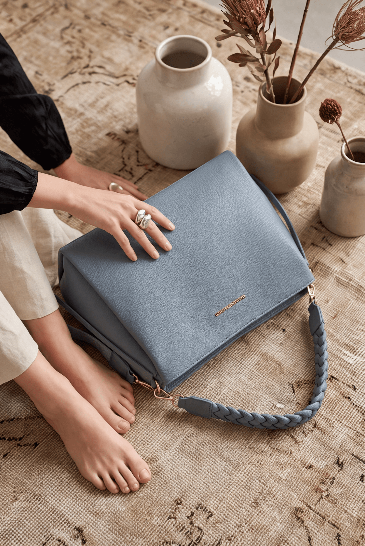 Maria Grazia Severi borsa tracolla pelle martellata manico intrecciato