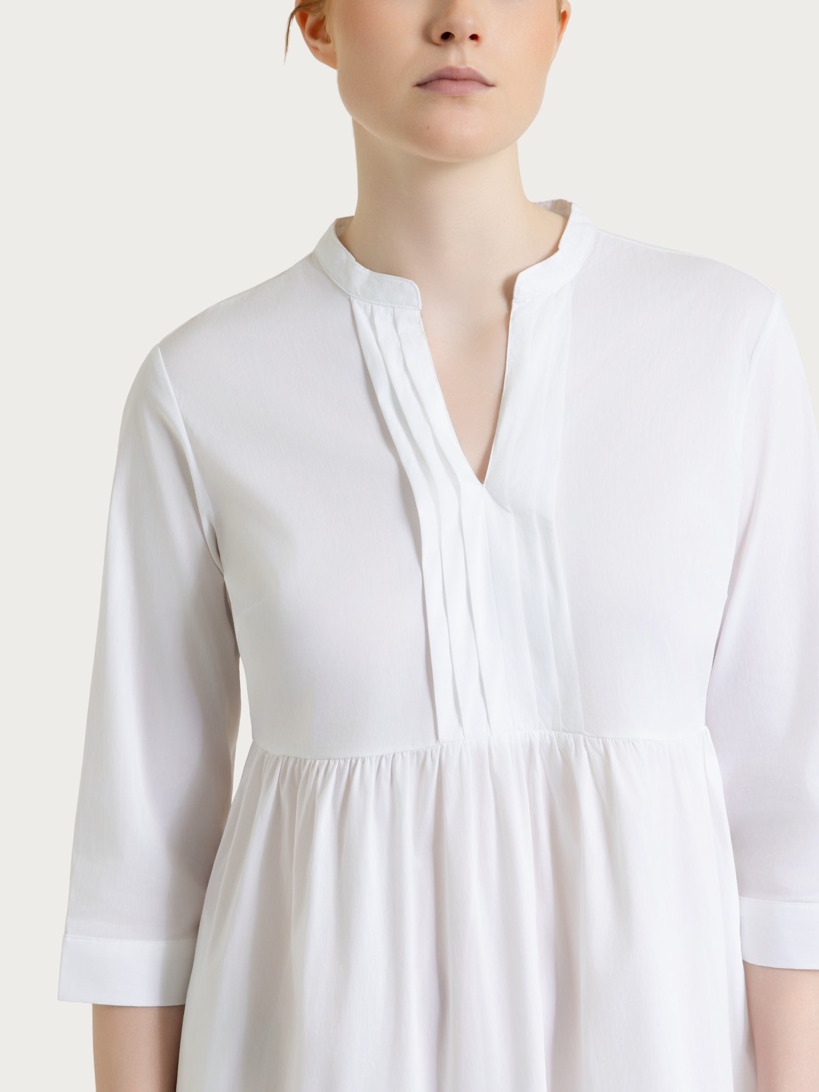 Ragno Abito poplin cotone balze Bianco scollo a V